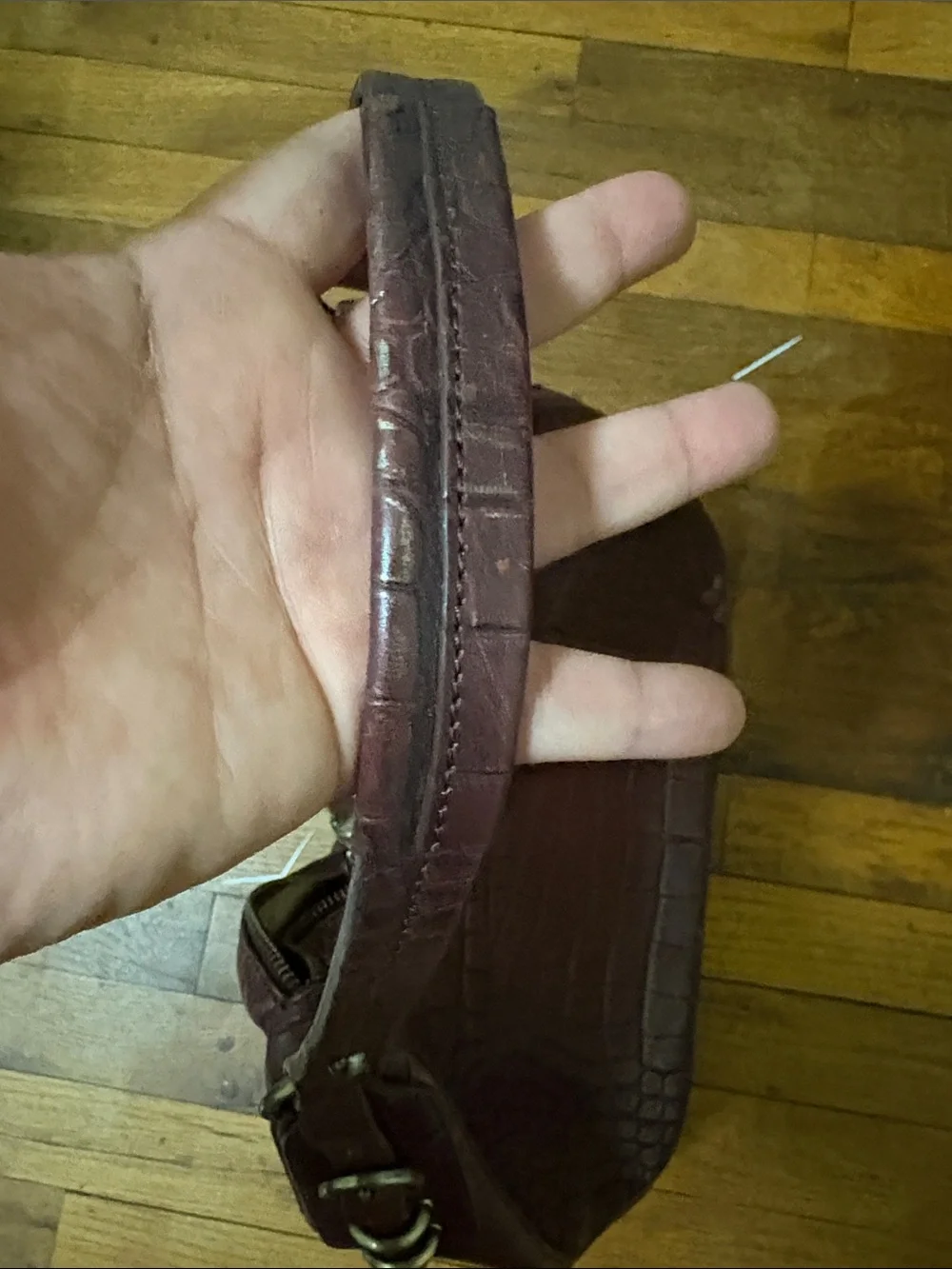Monsac Croc-Embossed Hobo Bag in Burgundy